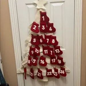 Pottery Barn Wool Advent Calendar with Red Stockings